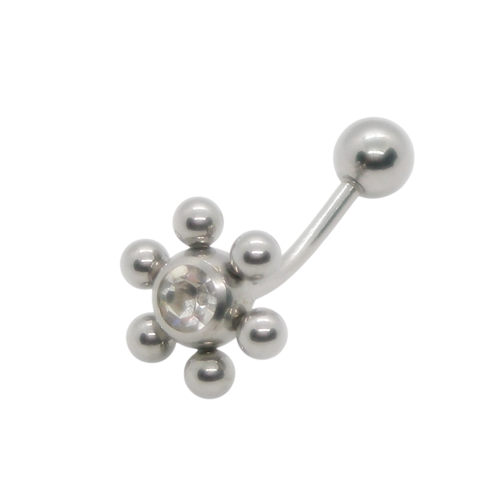 Bananabell Piercing Umbigo 6 Esferas Pedra Crystal Aço 316L